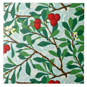 Morris - Arbatus, berry red, famous pattern Ceramic Tile