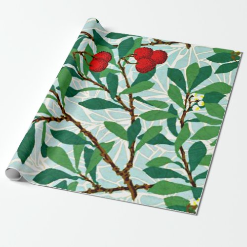 Morris _  Arbatus berry red  Wrapping Paper