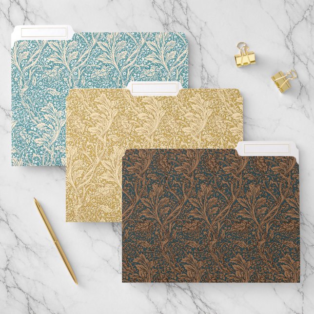 Morris Arcadia Floral Pattern Classic Blue Yellow File Folder (Set)