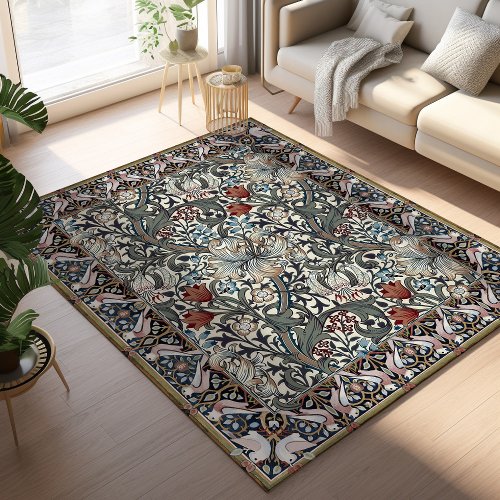 Morris Birds  Golden Lily Vintage British Pattern Rug