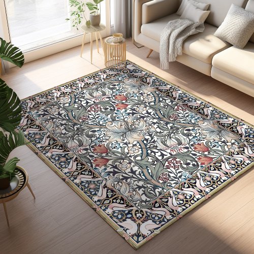 Morris Birds  Golden Lily Vintage British Pattern Rug