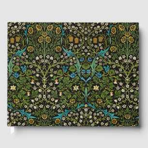 Morris Black Background Vintage Blackthorn Pattern Guest Book