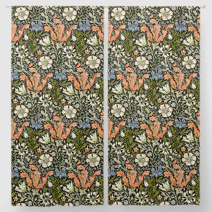 Morris BlackBackground 1896 Compton Floral Pattern Blackout Curtains
