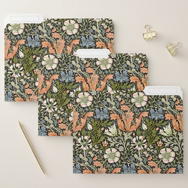 Morris BlackBackground 1896 Compton Floral Pattern File Folder (Set)