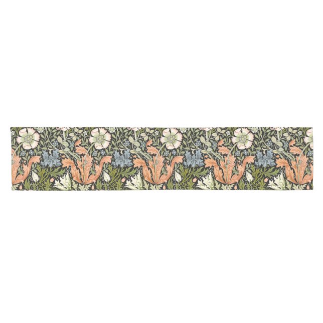 Morris BlackBackground 1896 Compton Floral Pattern Short Table Runner (Horizontal)