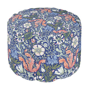 Morris Blue Background 1896 Compton Floral Pattern Pouf
