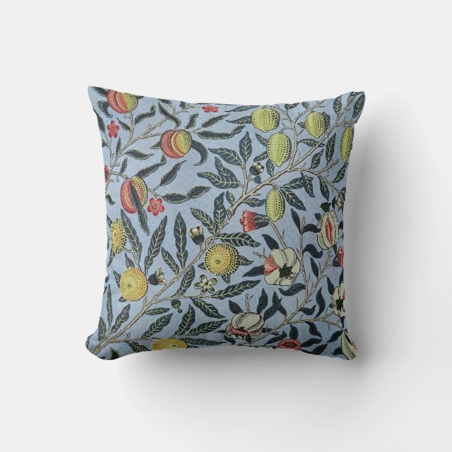 Morris Blue Background Antique Pomegrana Pattern Throw Pillow (Front)
