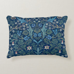 Morris Blue Background Vintage Blackthorn Pattern Accent Pillow