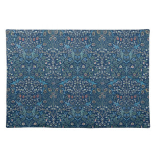 Morris Blue Background Vintage Blackthorn Pattern Cloth Placemat