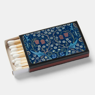 Morris Blue Background Vintage Blackthorn Pattern Matchboxes