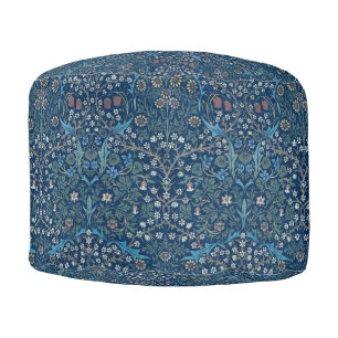 Morris Blue Background Vintage Blackthorn Pattern Pouf