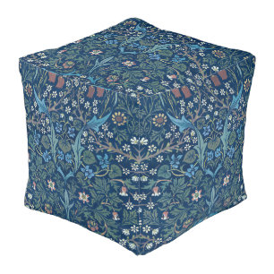Morris Blue Background Vintage Blackthorn Pattern Pouf