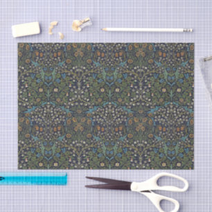 Morris Blue Background Vintage Blackthorn Pattern Tissue Paper