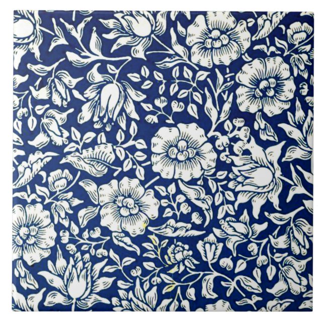 Morris - Blue Mallow Ceramic Tile (Front)