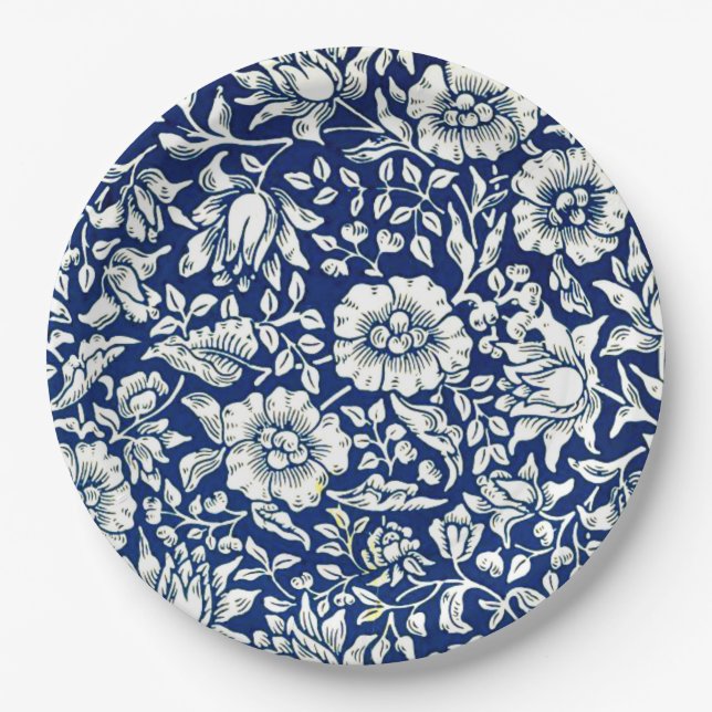 Morris - Blue Mallow, popular pattern  Paper Plates (Front)