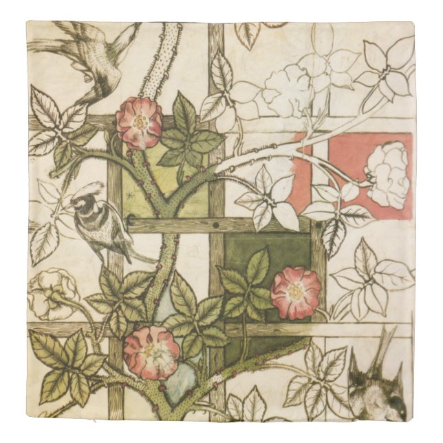 Morris Brooklyn Museum Wallpaper Study Queen Duvet Cover (Back)