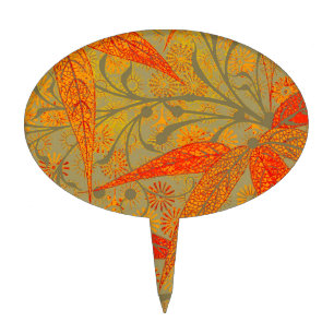 Morris & Co. Bamboo Pattern Godwin Orange & Sage Cake Topper