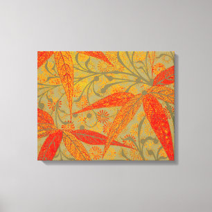 Morris & Co. Bamboo Pattern Godwin Orange & Sage Canvas Print