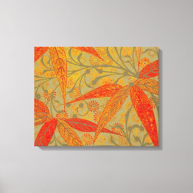 Morris & Co. Bamboo Pattern Godwin Orange & Sage Canvas Print (Front)