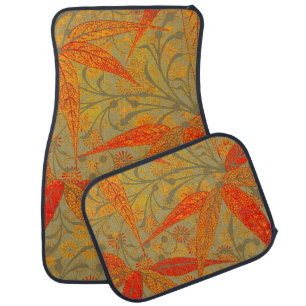 Morris & Co. Bamboo Pattern Godwin Orange & Sage Car Mat