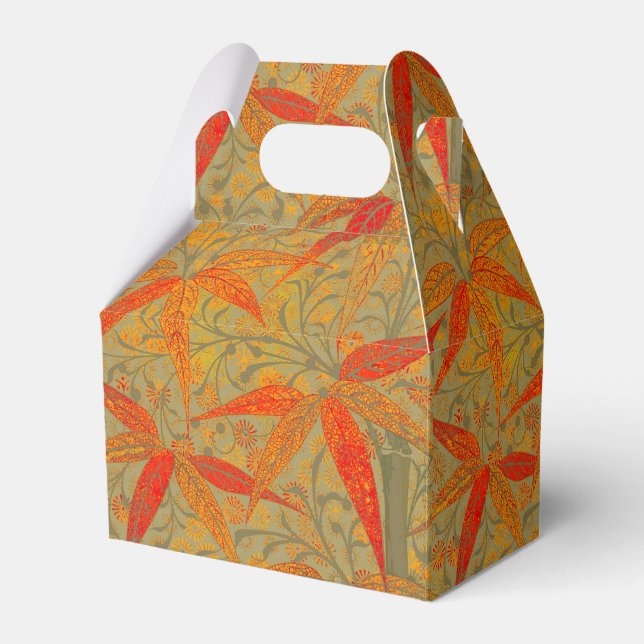 Morris & Co. Bamboo Pattern Godwin Orange & Sage Favor Boxes (Front Side)