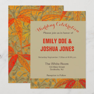 Morris & Co. Bamboo Pattern Godwin Orange & Sage Invitation