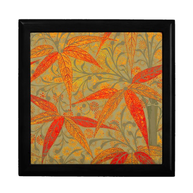 Morris & Co. Bamboo Pattern Godwin Orange & Sage Keepsake Box (Front)