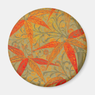 Morris & Co. Bamboo Pattern Godwin Orange & Sage Magnet
