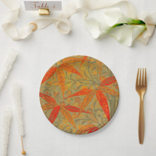 Morris & Co. Bamboo Pattern Godwin Orange & Sage Paper Plates