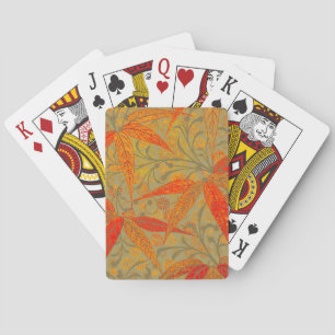 Morris & Co. Bamboo Pattern Godwin Orange & Sage Poker Cards