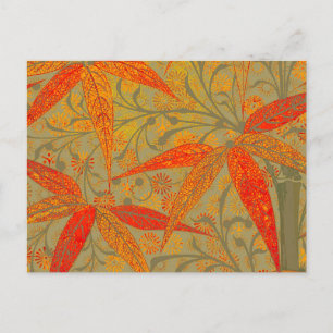 Morris & Co. Bamboo Pattern Godwin Orange & Sage Postcard