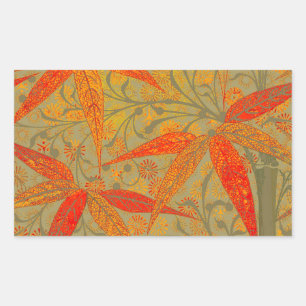 Morris & Co. Bamboo Pattern Godwin Orange & Sage Rectangular Sticker