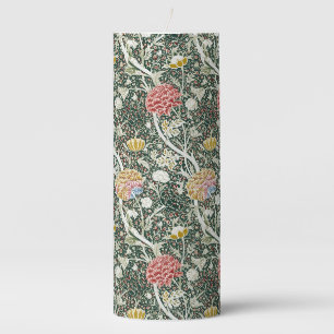 Morris Cray Vintage Blossom Floral Design Green Pillar Candle