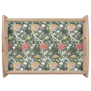 Morris Cray Vintage Blossom Floral Design Green Serving Tray