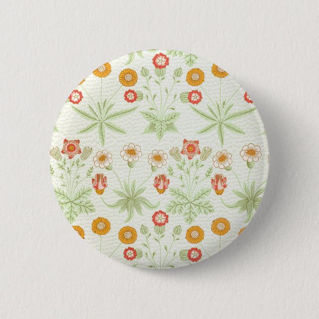 Morris Daisy, Classic Victorian Floral Pattern Button (Front)