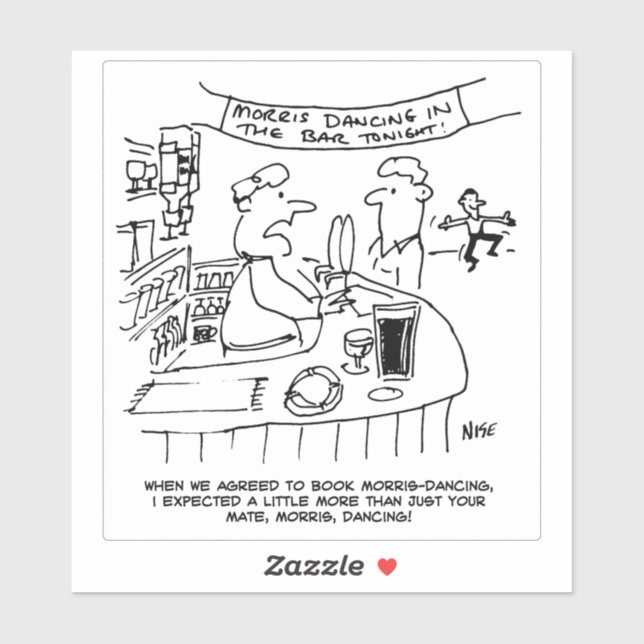 Morris Dancing in Pub Cartoon. Sticker (Sheet)