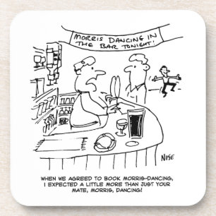 Morris Dancing in Pub. Traditional Morris Dancing Beverage Coaster