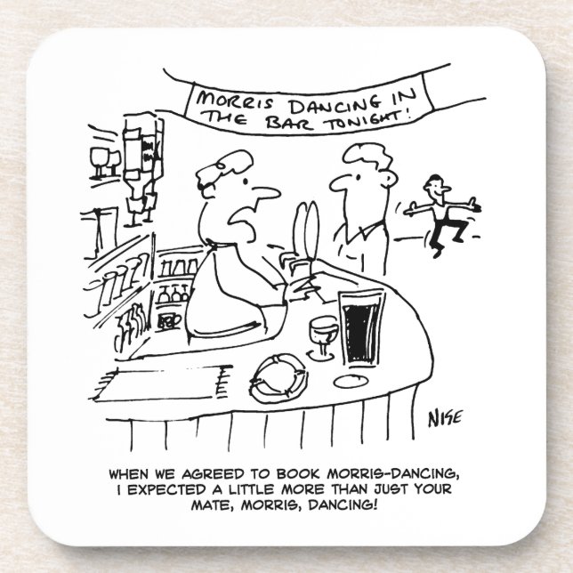 Morris Dancing in Pub. Traditional Morris Dancing Beverage Coaster (Front)