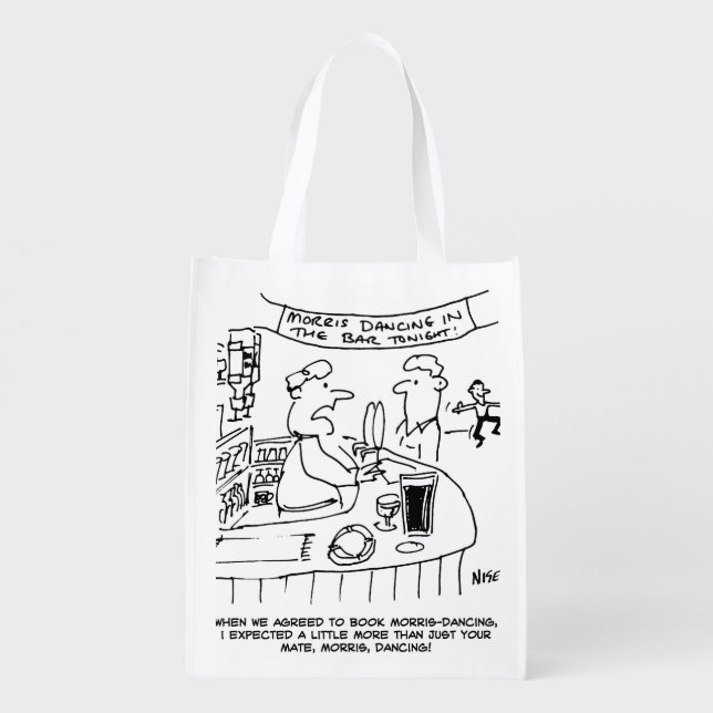 Morris Dancing in Pub. Traditional Morris Dancing Grocery Bag (Back)