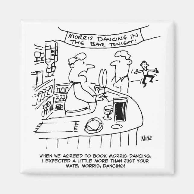 Morris Dancing in Pub. Traditional Morris Dancing Magnet (Front)