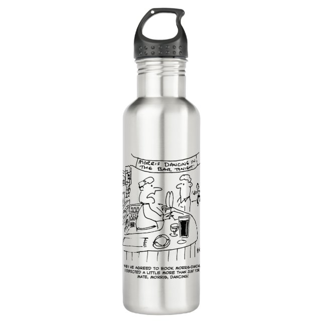 Morris Dancing in Pub. Traditional Morris Dancing Stainless Steel Water Bottle (Front)