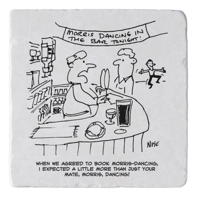 Morris Dancing in Pub. Traditional Morris Dancing Trivet (Front)