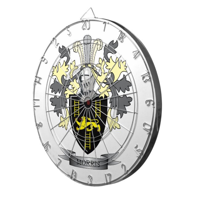 Morris Family Crest Coat of Arms Dartboard (Front Right)