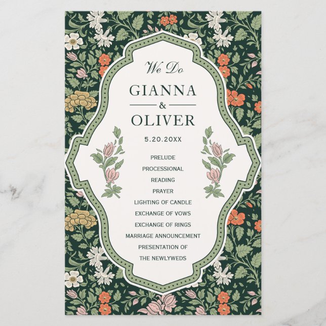 Morris Floral Garden Wedding Ceremony Program (Front)