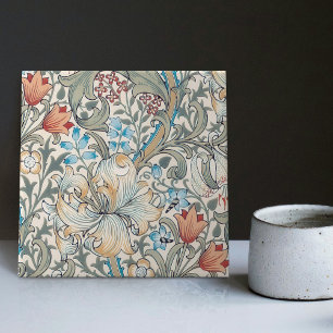 Morris Golden Lily Art Nouveau Floral Pattern Ceramic Tile