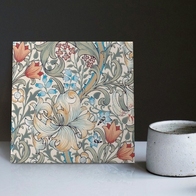 Morris Golden Lily Art Nouveau Floral Pattern Ceramic Tile (Creator Uploaded)