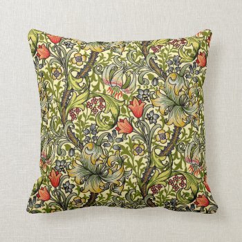 Morris Golden Lily Pattern Cushions by OldArtReborn at Zazzle