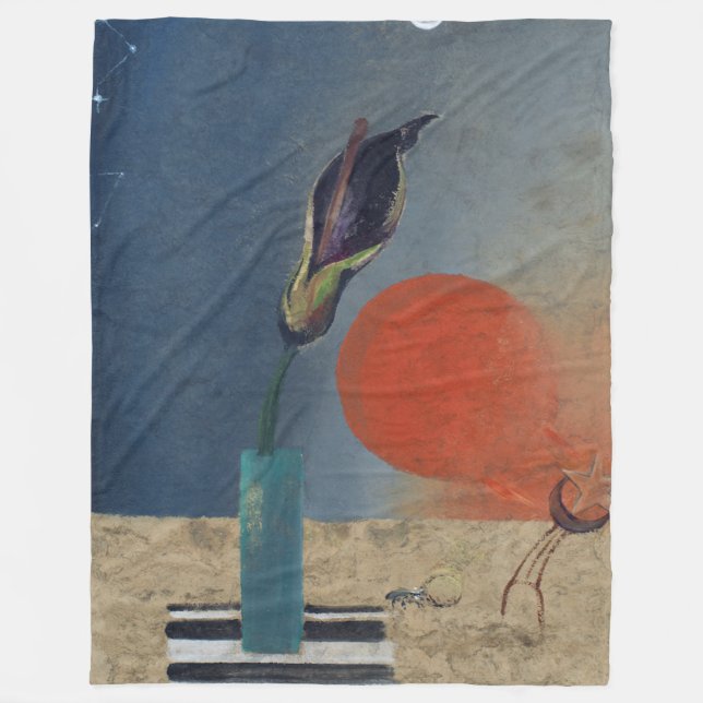 Morris Graves’ Black Lily of the Nile Fleece Blanket (Front)