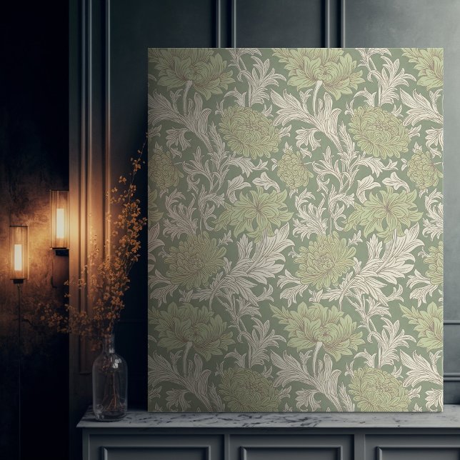 Morris Green Chrysanthemum Victorian Pattern Canvas Print (Creator Uploaded)