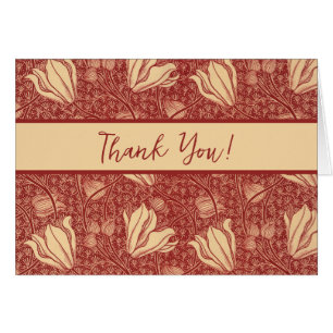 Morris Inspired Lily Flower Botanical Red Textile 